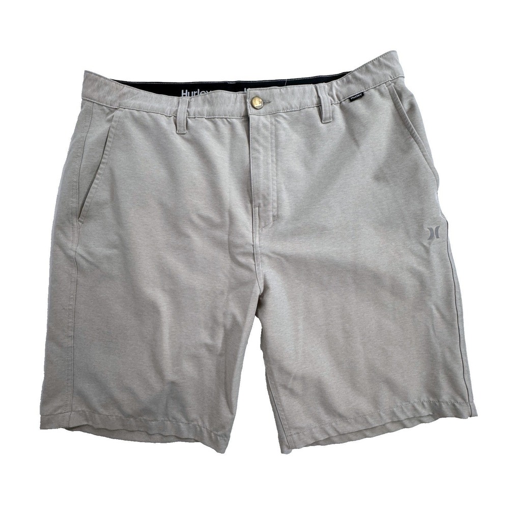 Hurley Shorts‎ Men's 38 Hybrid 9" Quick Dry Stretch Walking All Day Pockets Grey